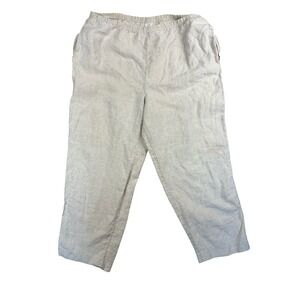 J.Jill Linen Pants Womens Large Beige Elastic Waist Relaxed Minimal Trendy